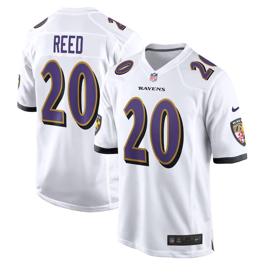 Men Baltimore Ravens #20 Ed Reed Nike White Retired Player Game NFL Jersey